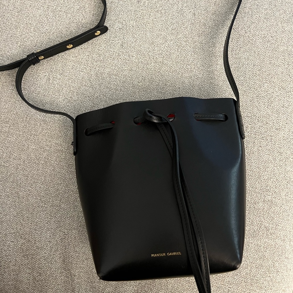 Mansur Gavriel Mini Mini Bucket Black in Black/Flamma (with dust bag)